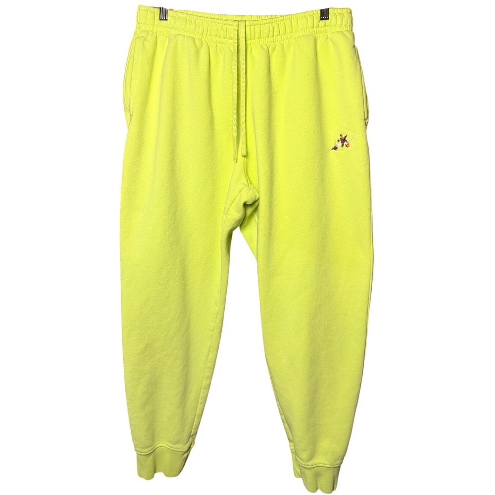 Nike Sportswear Floral Embroidered Swoosh Fleece Joggers Neon Yellow XL